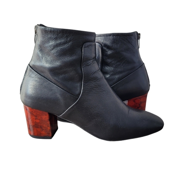 Black Topshop leather boots with red block heels 39 - Picture 3 of 14